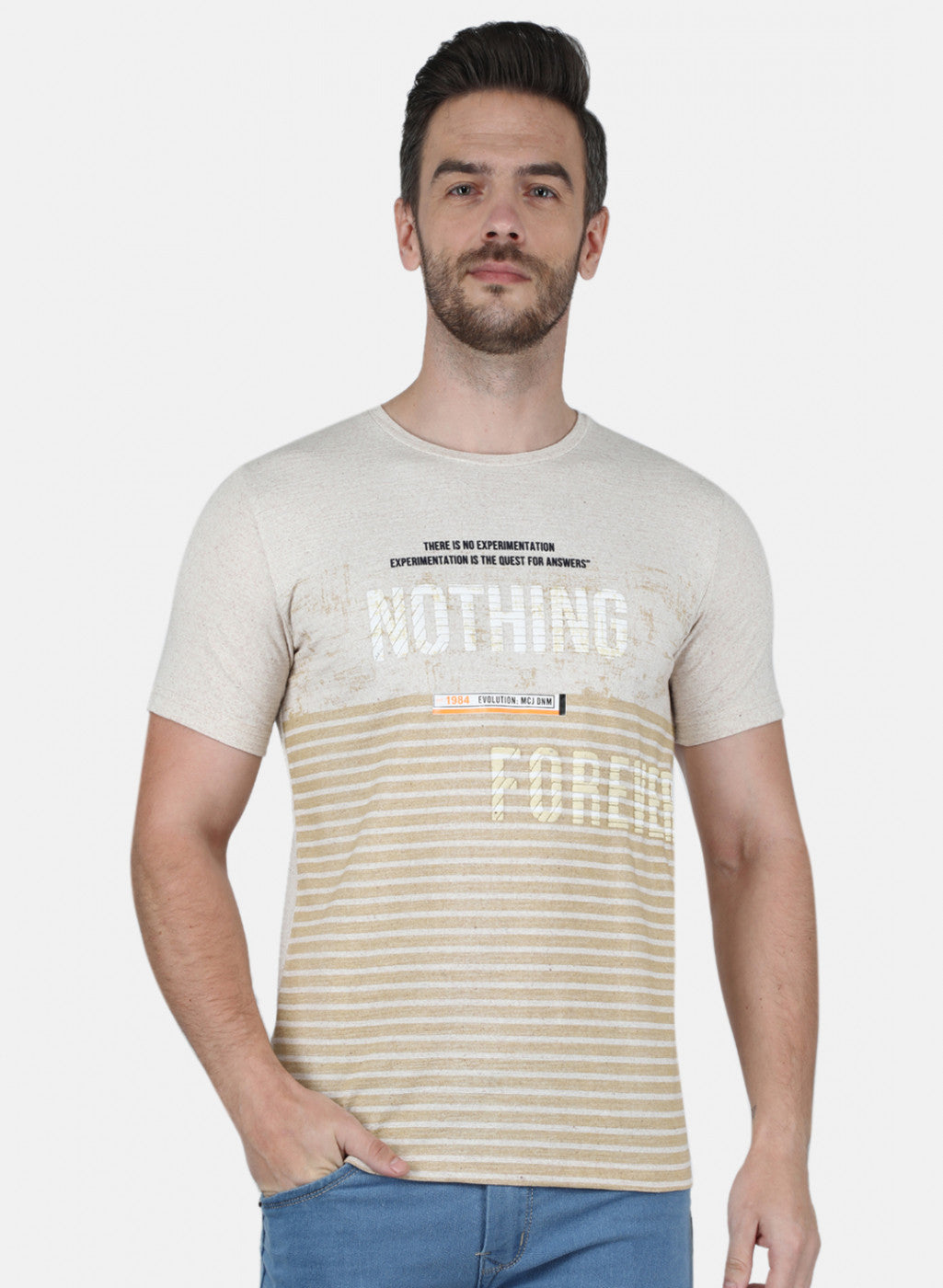 Men Beige Printed T-Shirt