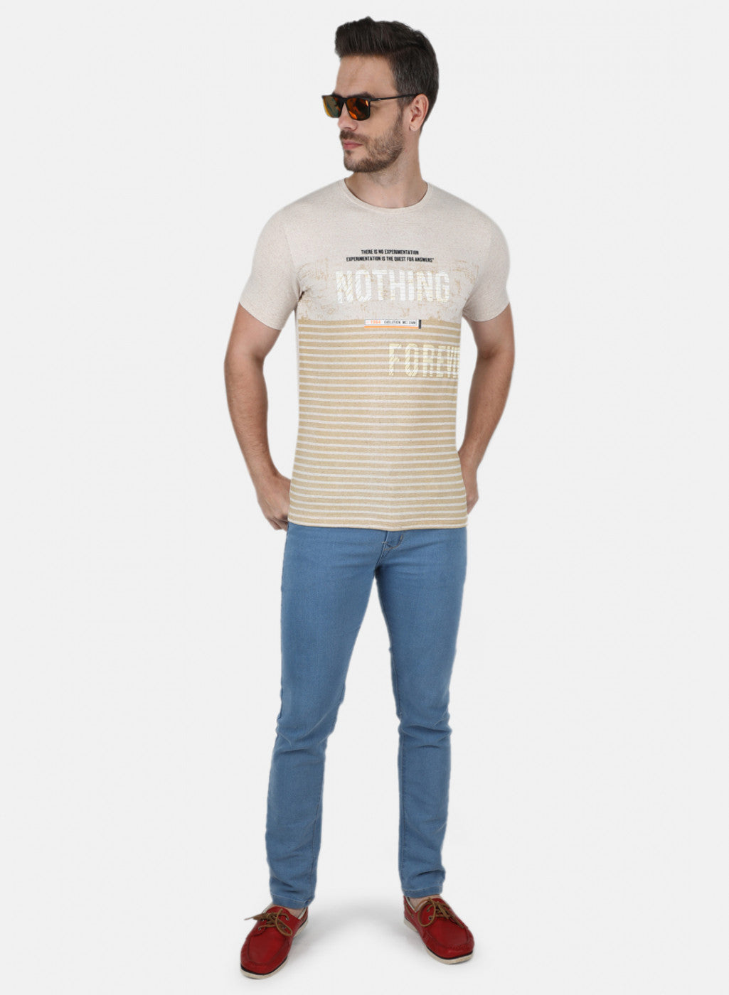 Men Beige Printed T-Shirt