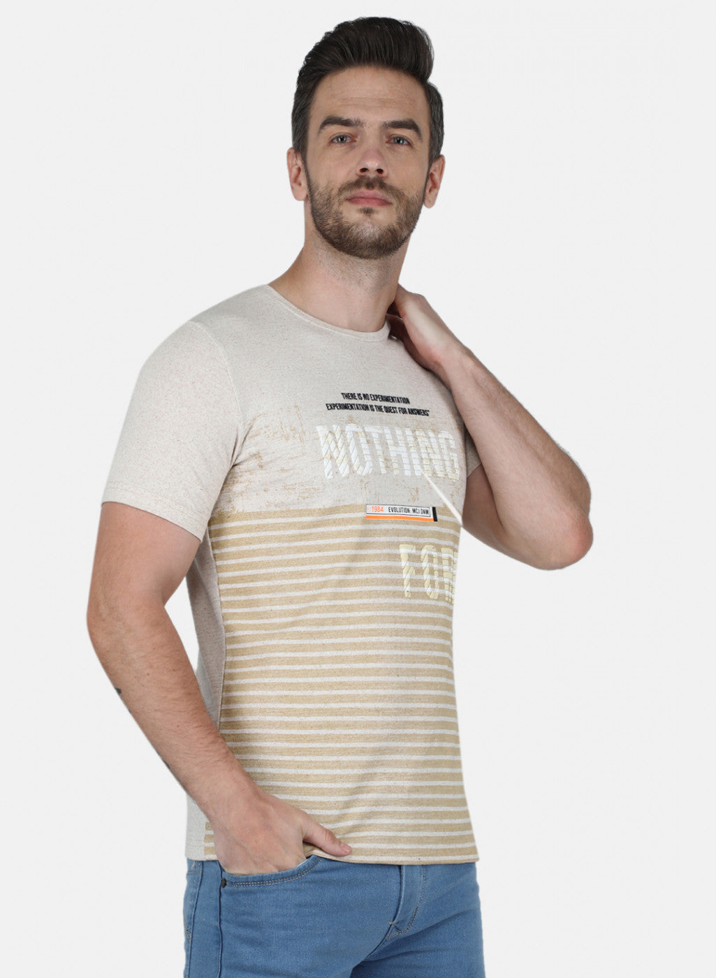 Men Beige Printed T-Shirt