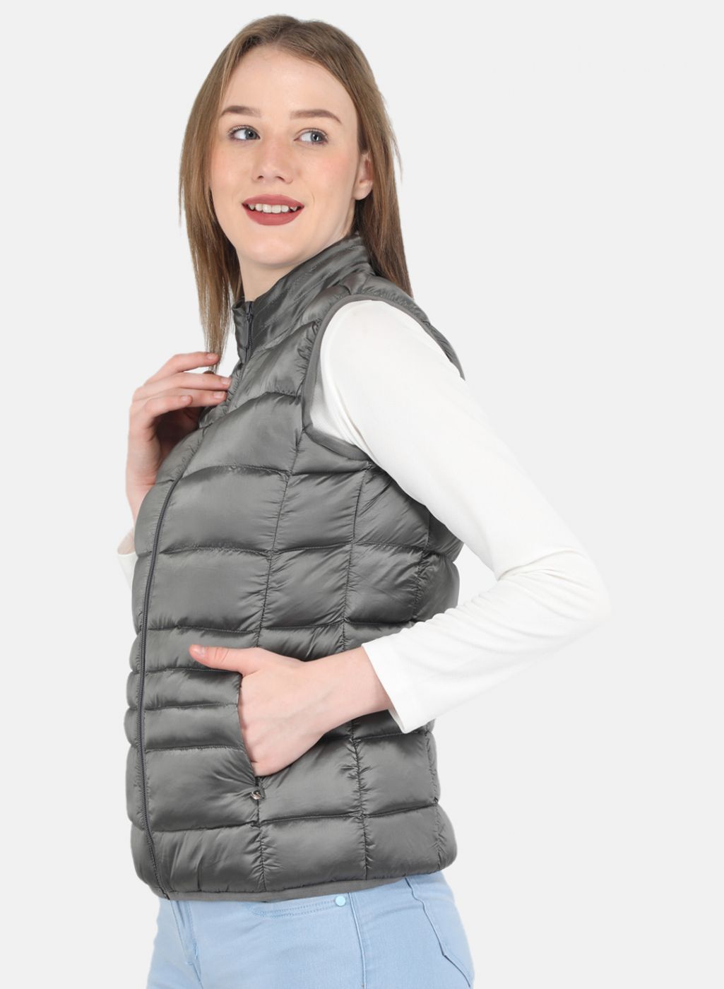 Grey down jacket ladies fashion