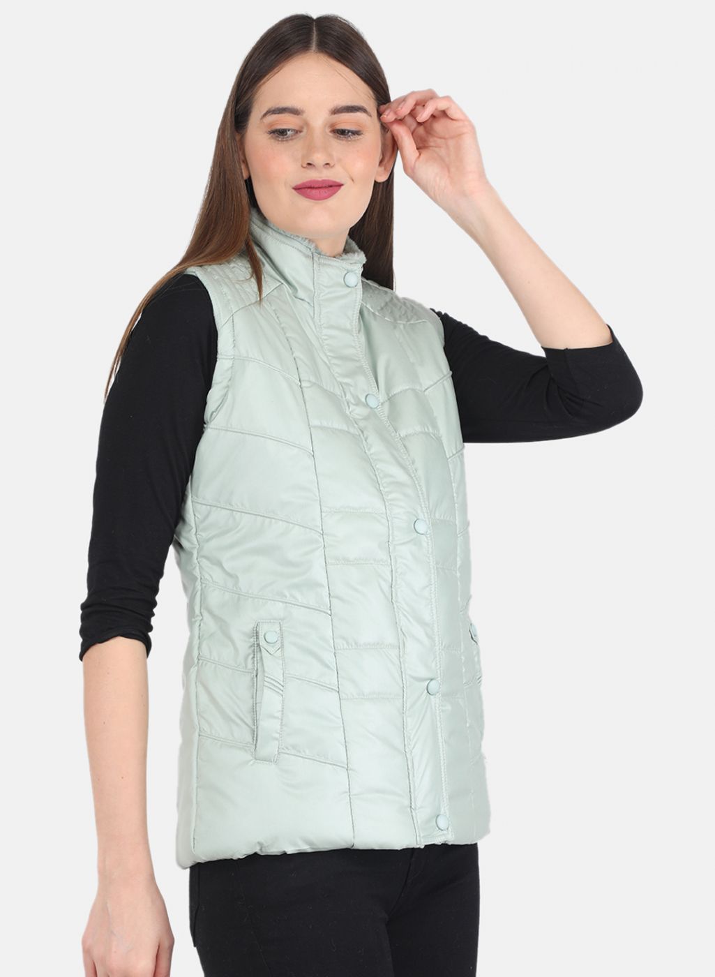 Women Green Solid Jacket