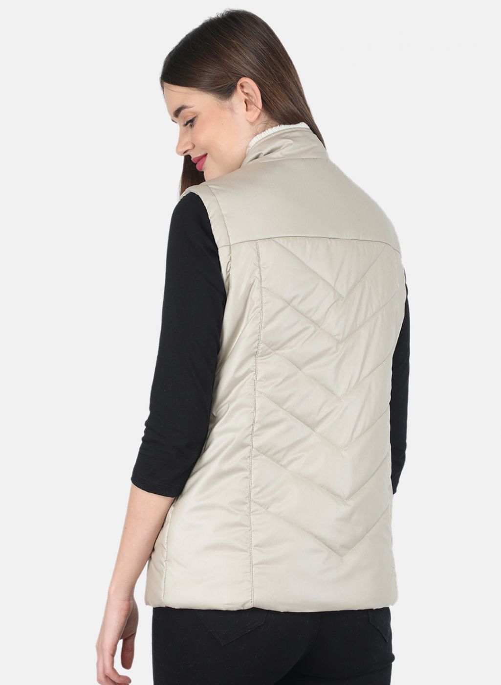 Women Beige Solid Jacket