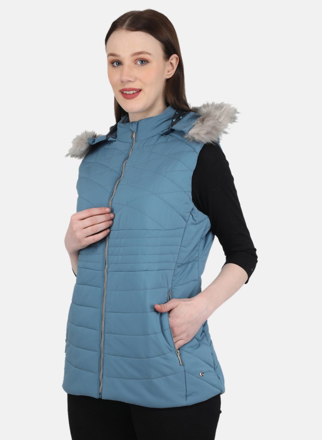 Women Blue Solid Jacket