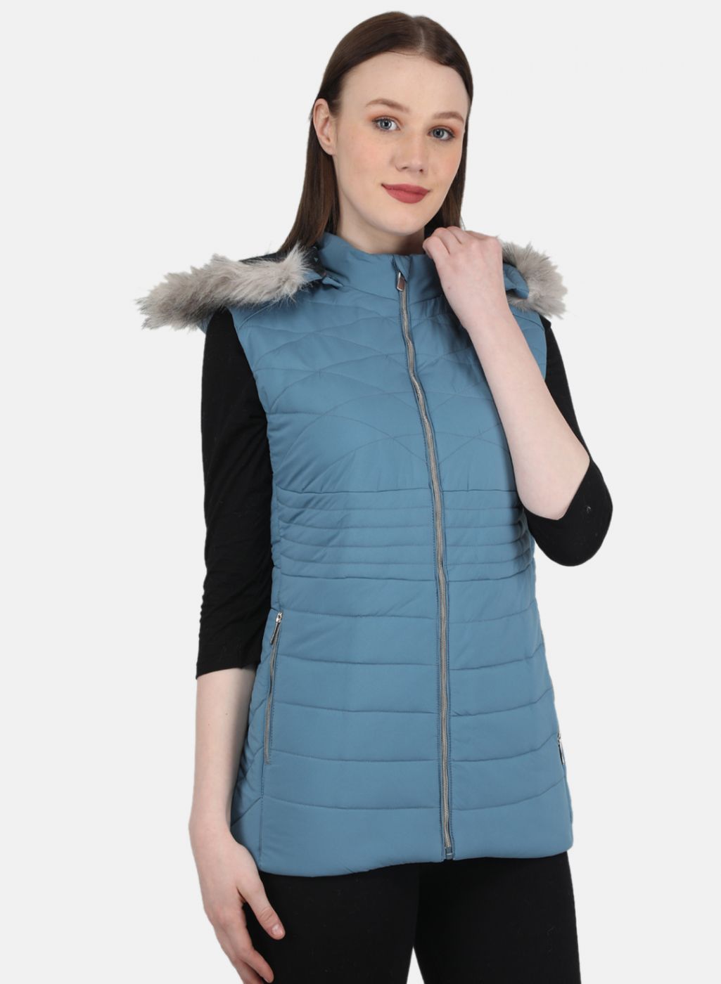 Women Blue Solid Jacket