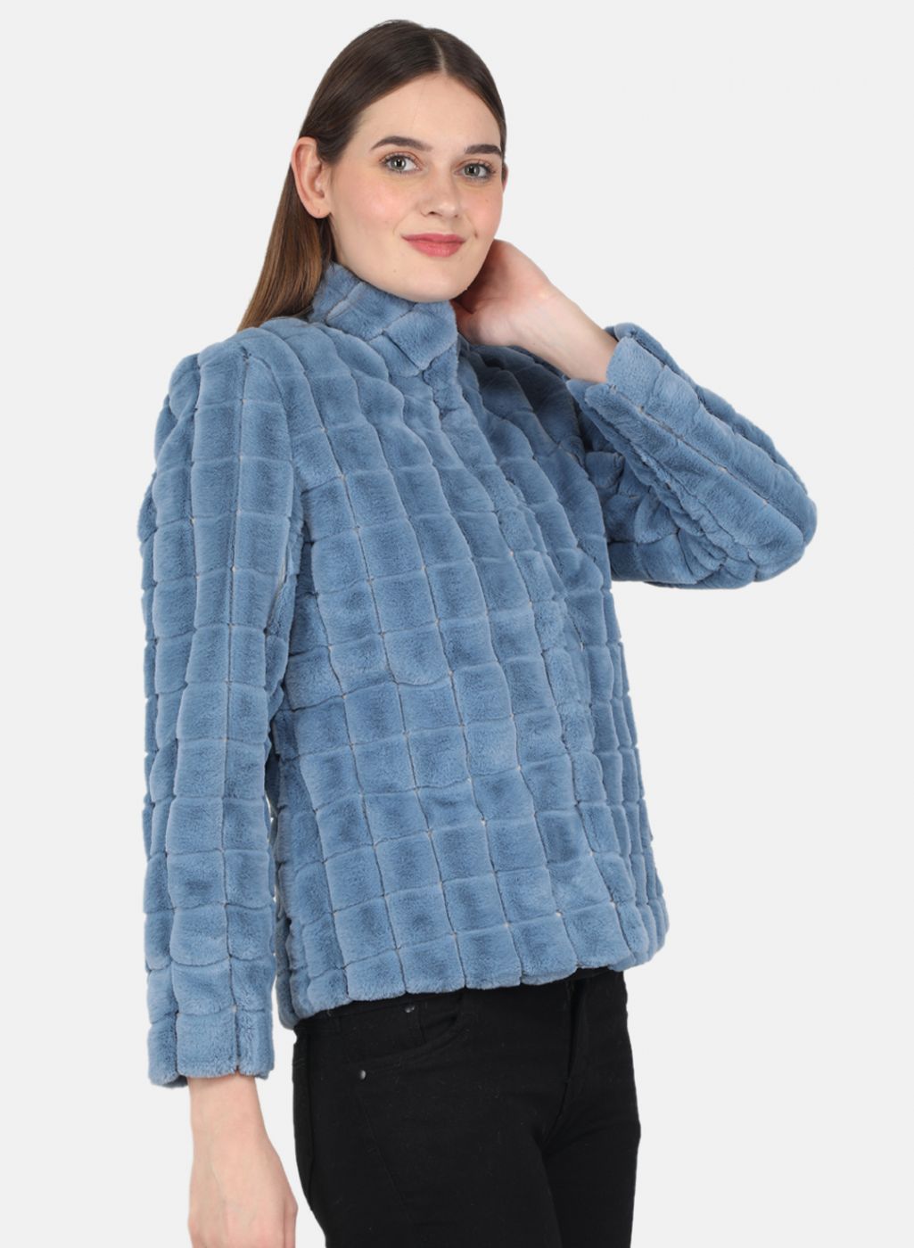 Women Blue Solid Jacket