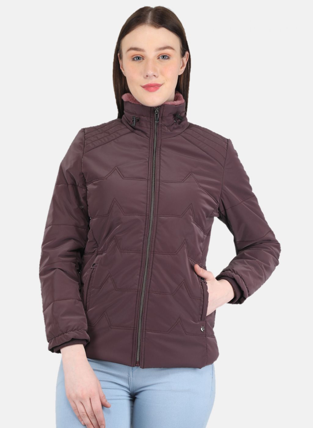 Women Purple Solid Jacket