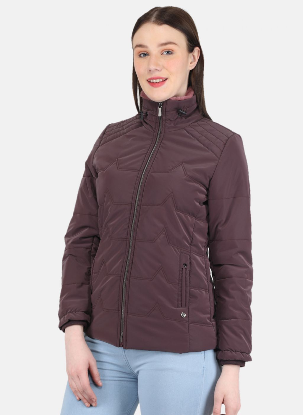 Women Purple Solid Jacket