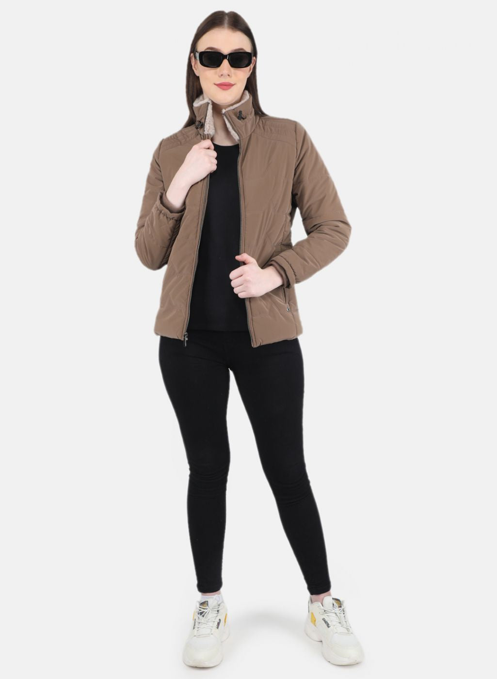 Women Brown Solid Jacket