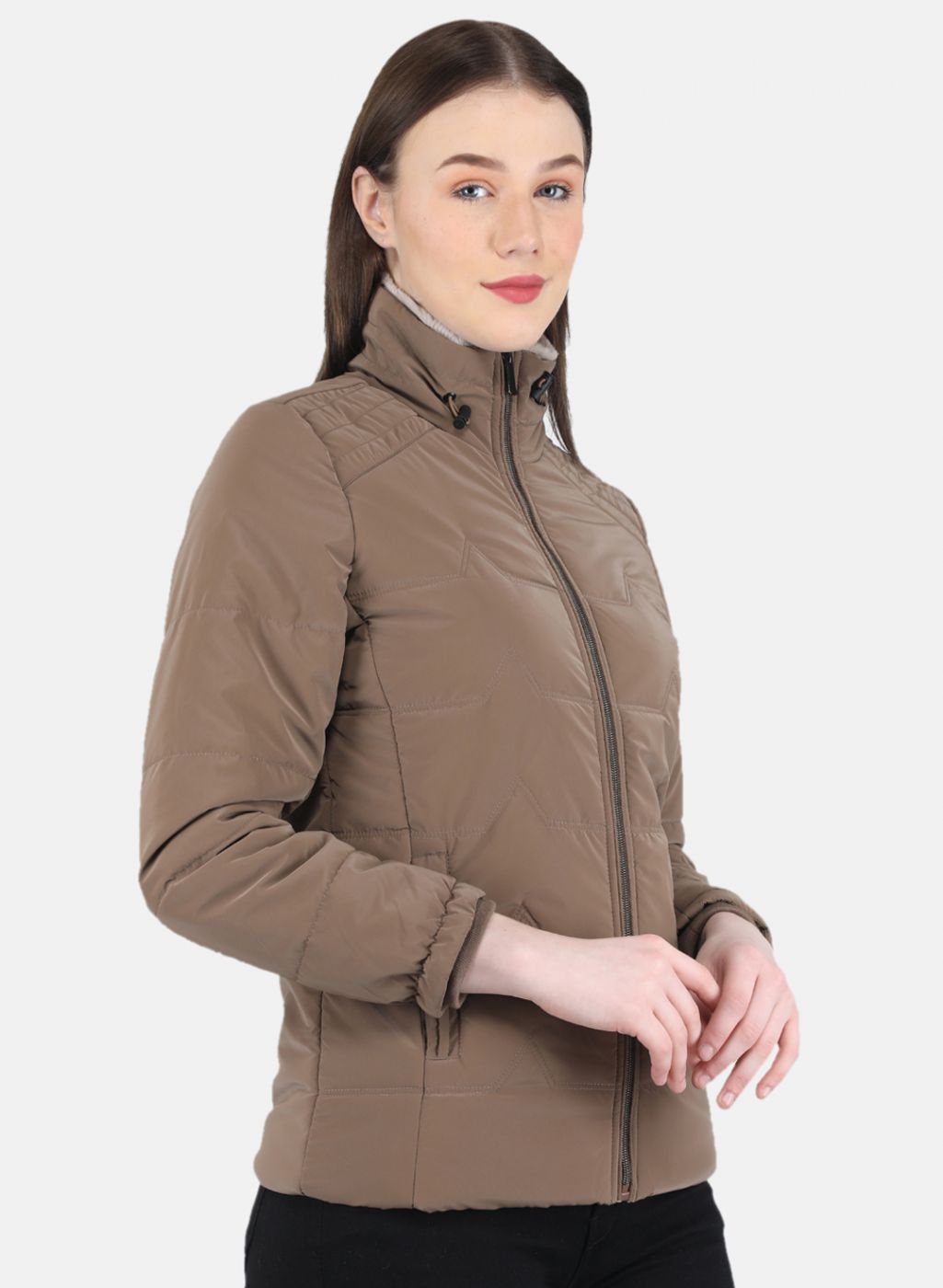 Women Brown Solid Jacket