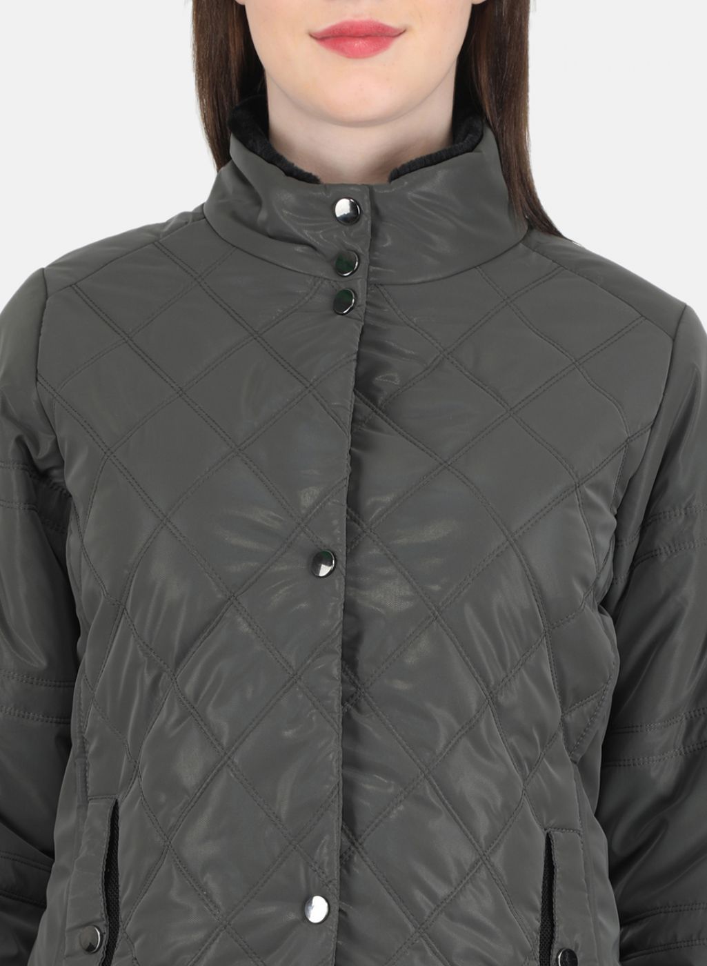 Women Grey Self Design Jacket