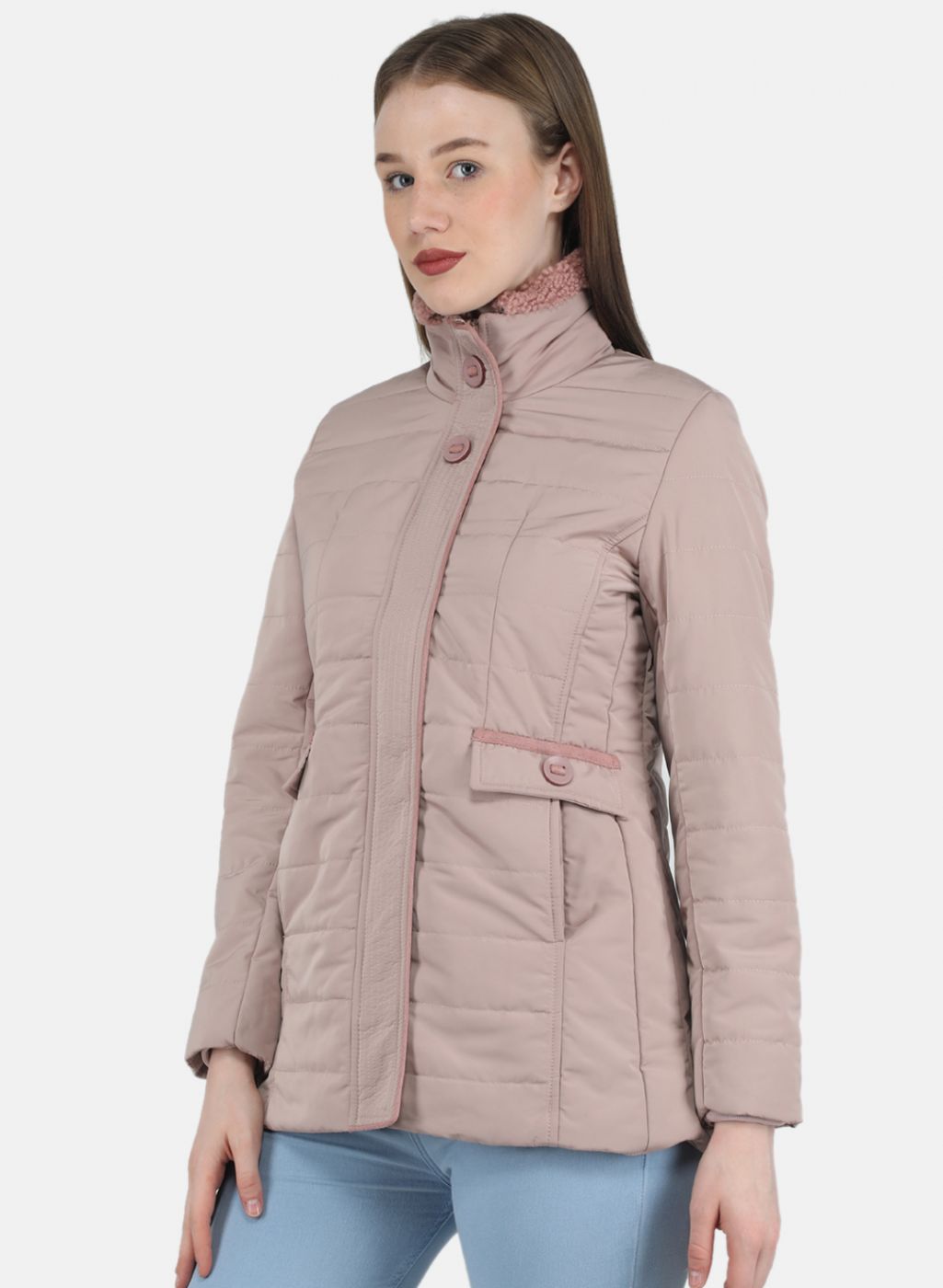 Women Peach Solid Jacket