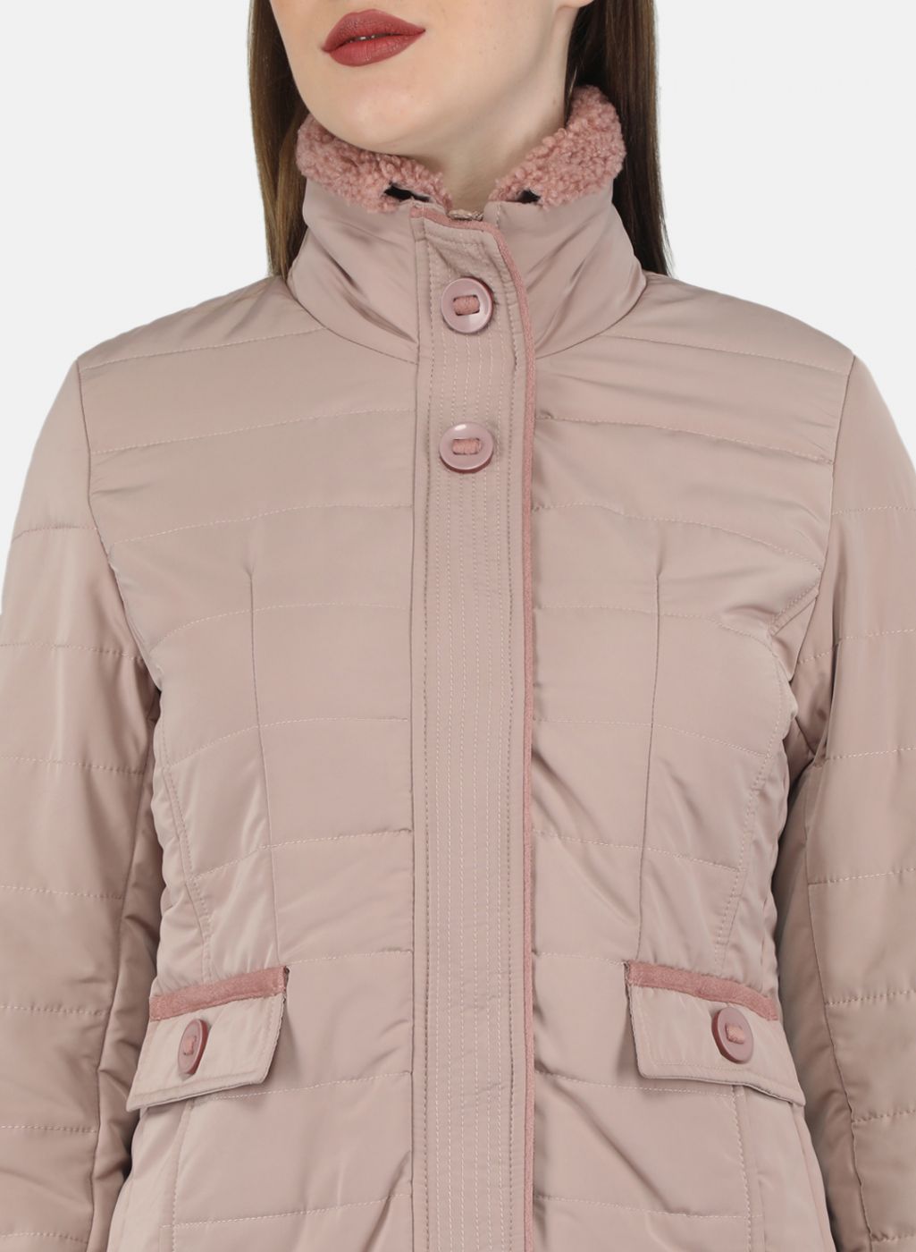 Women Peach Solid Jacket