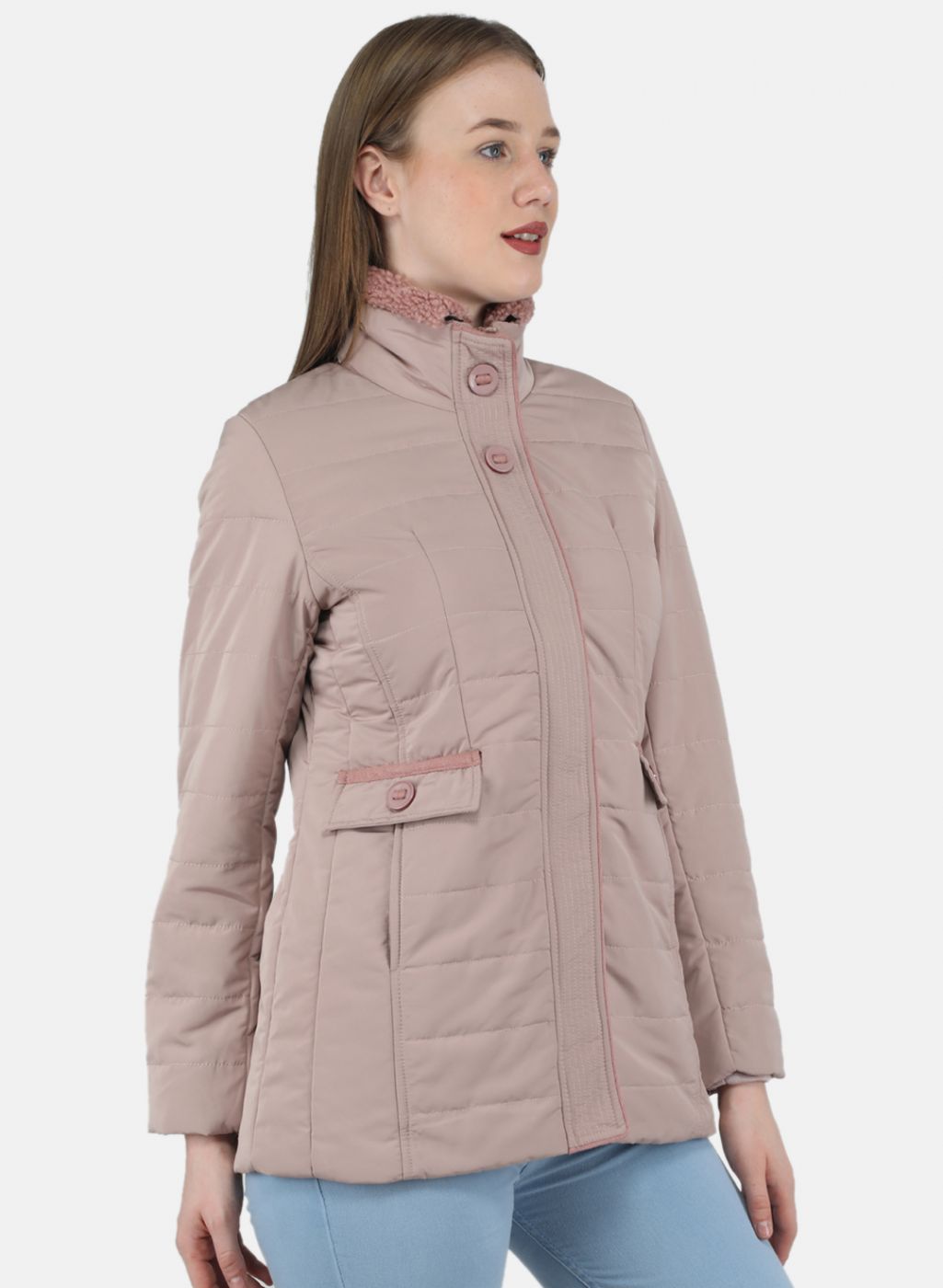 Women Peach Solid Jacket