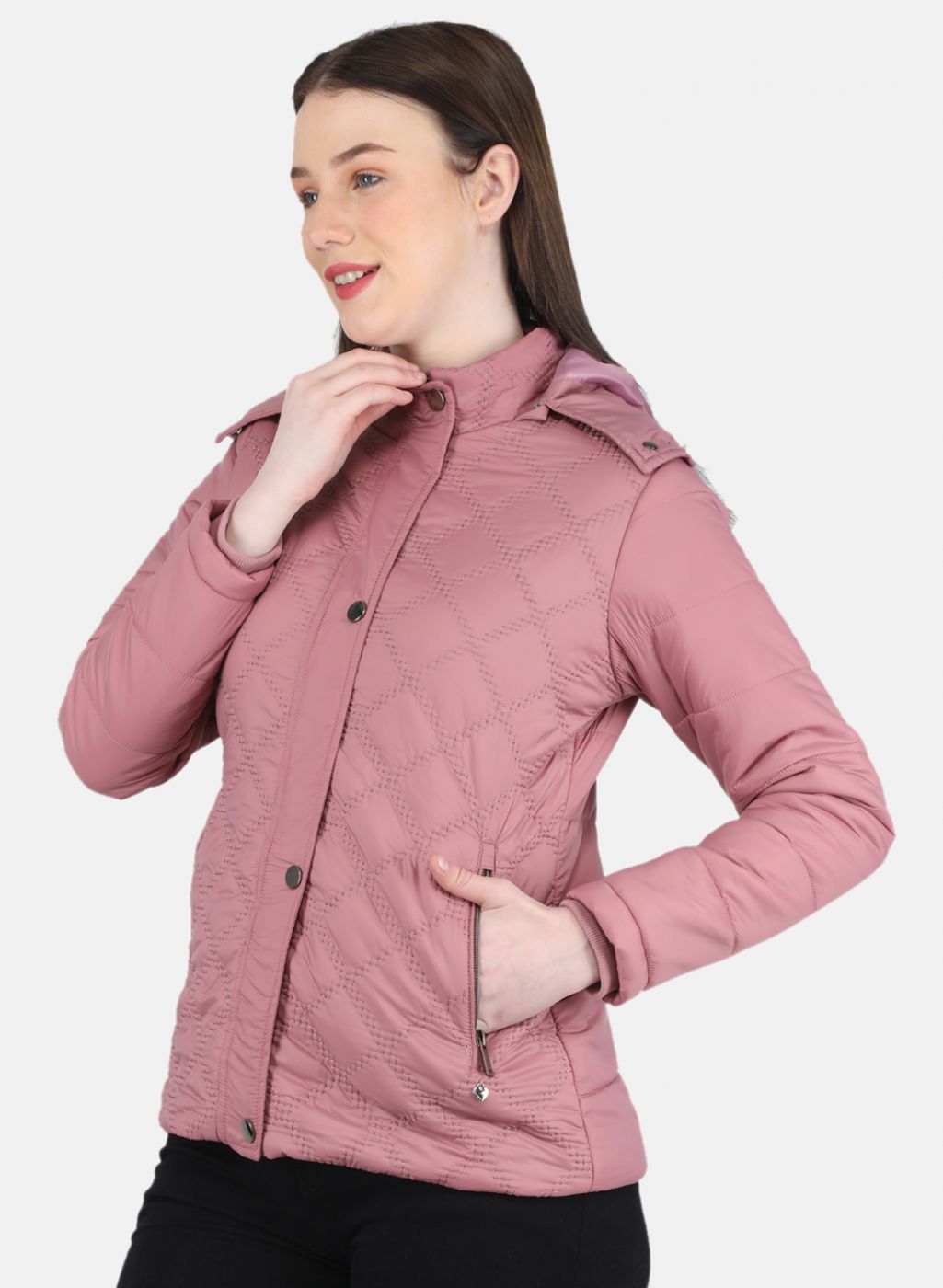 Women Pink Embroidered Jacket