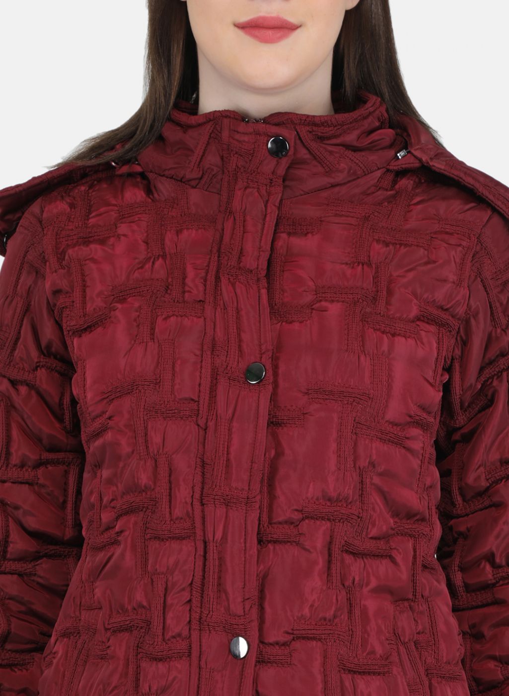 Women Maroon Embroidered Jacket