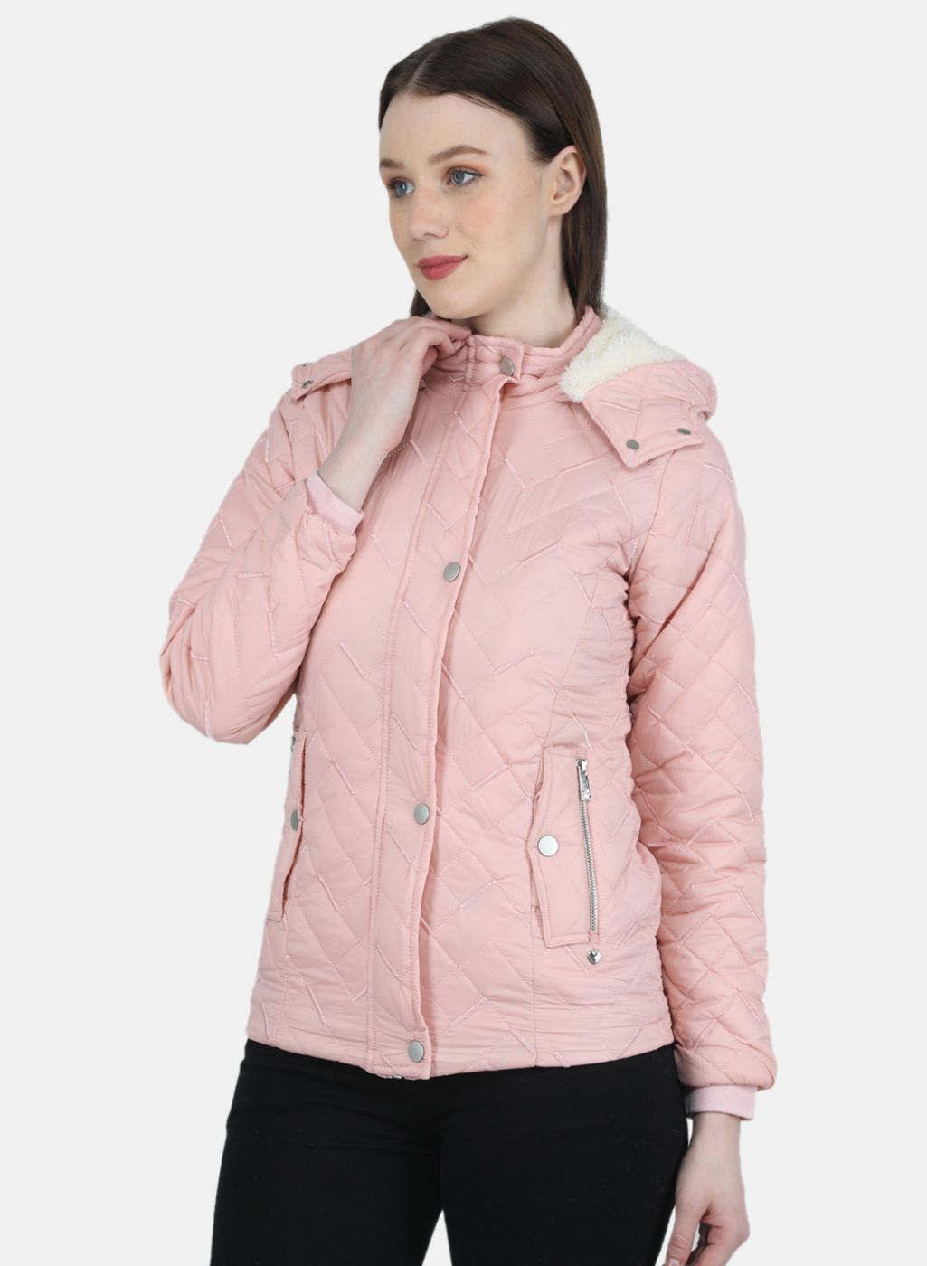 Women Peach Embroidered Jacket