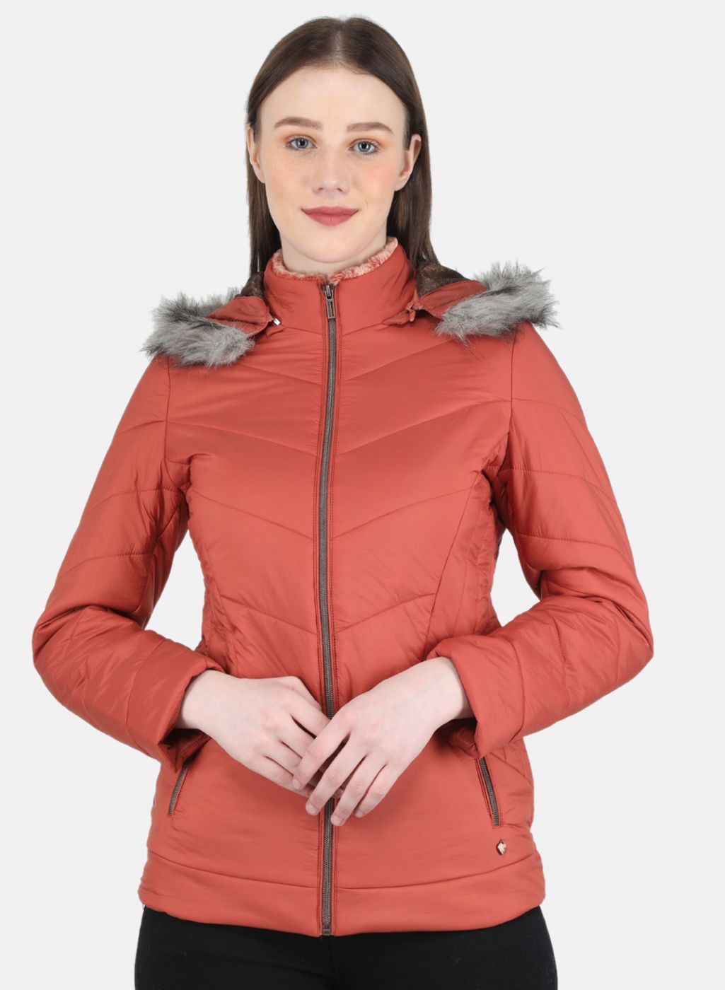 Women Orange Solid Jacket