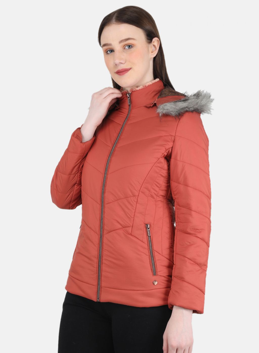 Women Orange Solid Jacket