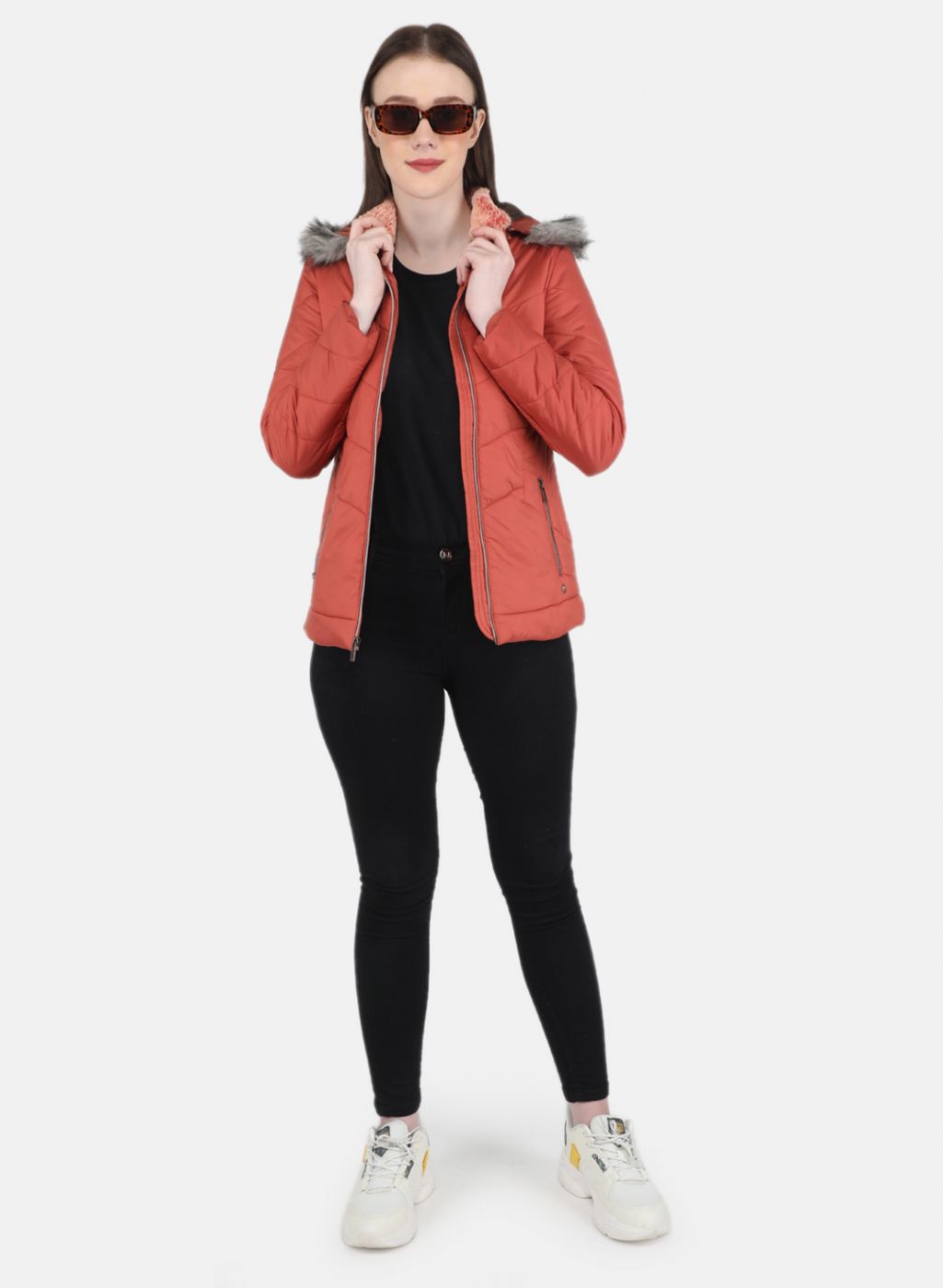 Women Orange Solid Jacket