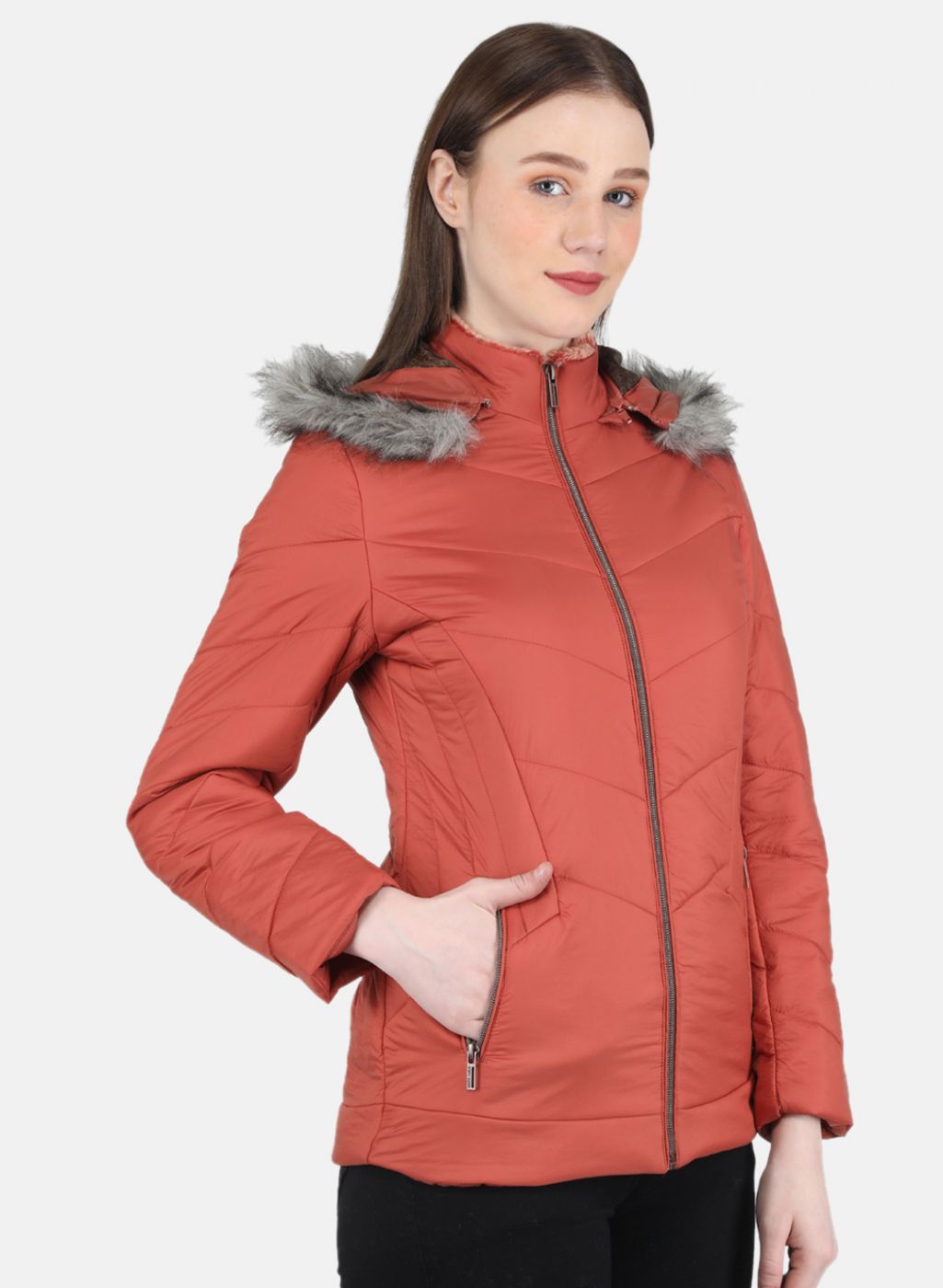 Women Orange Solid Jacket