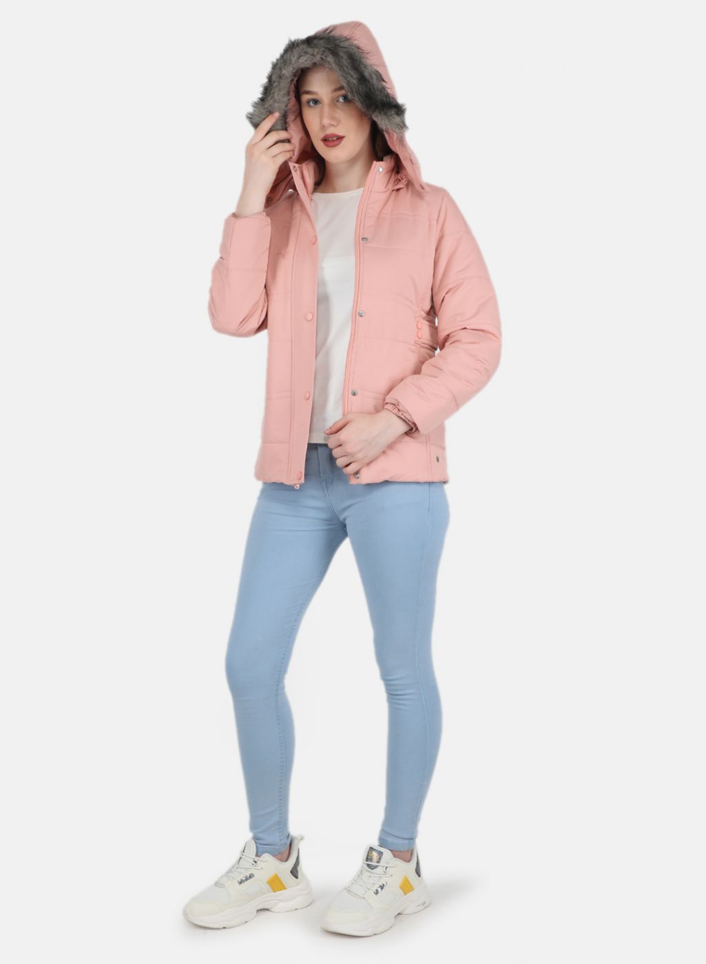 Women Peach Solid Jacket