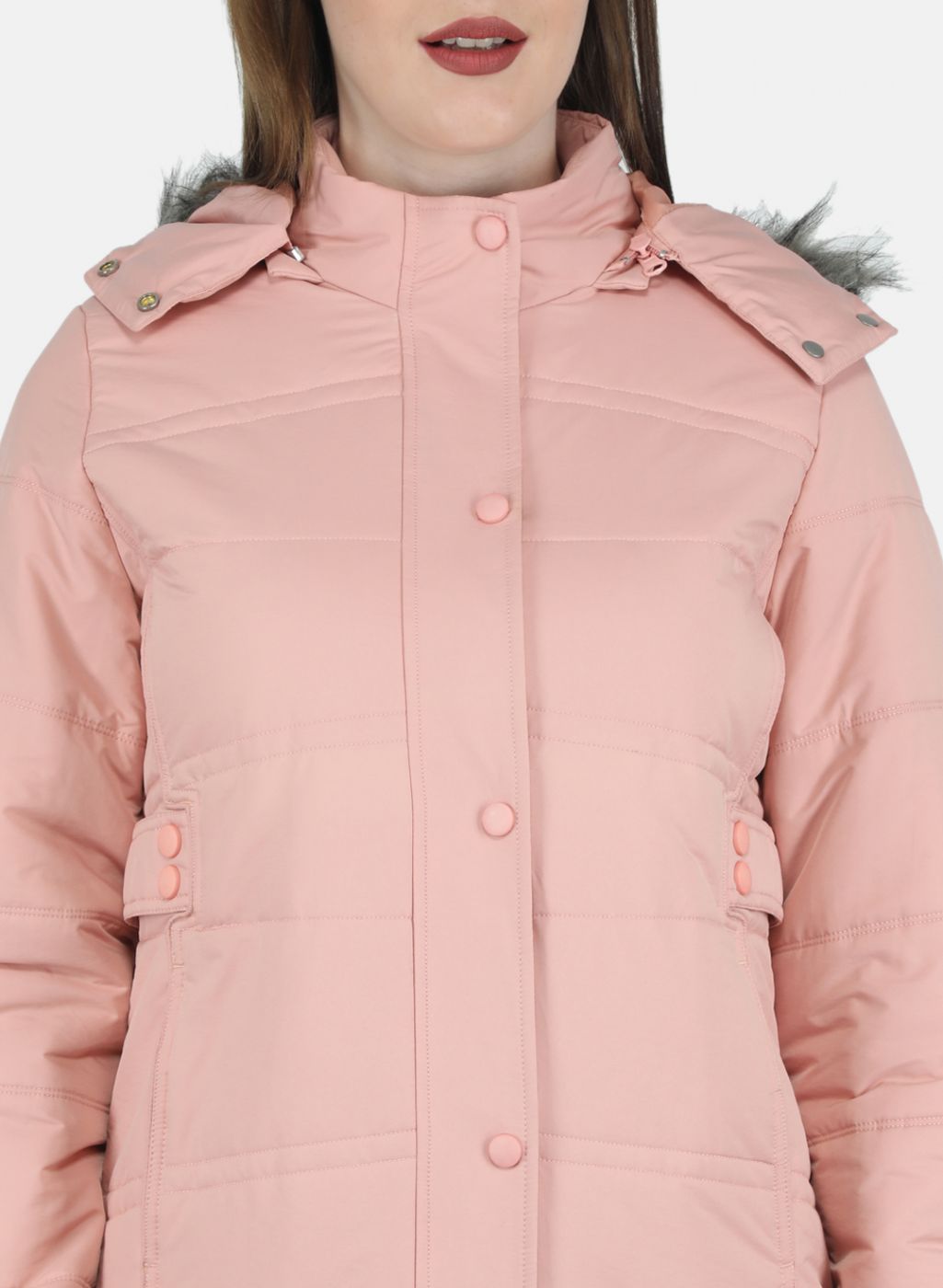 Women Peach Solid Jacket