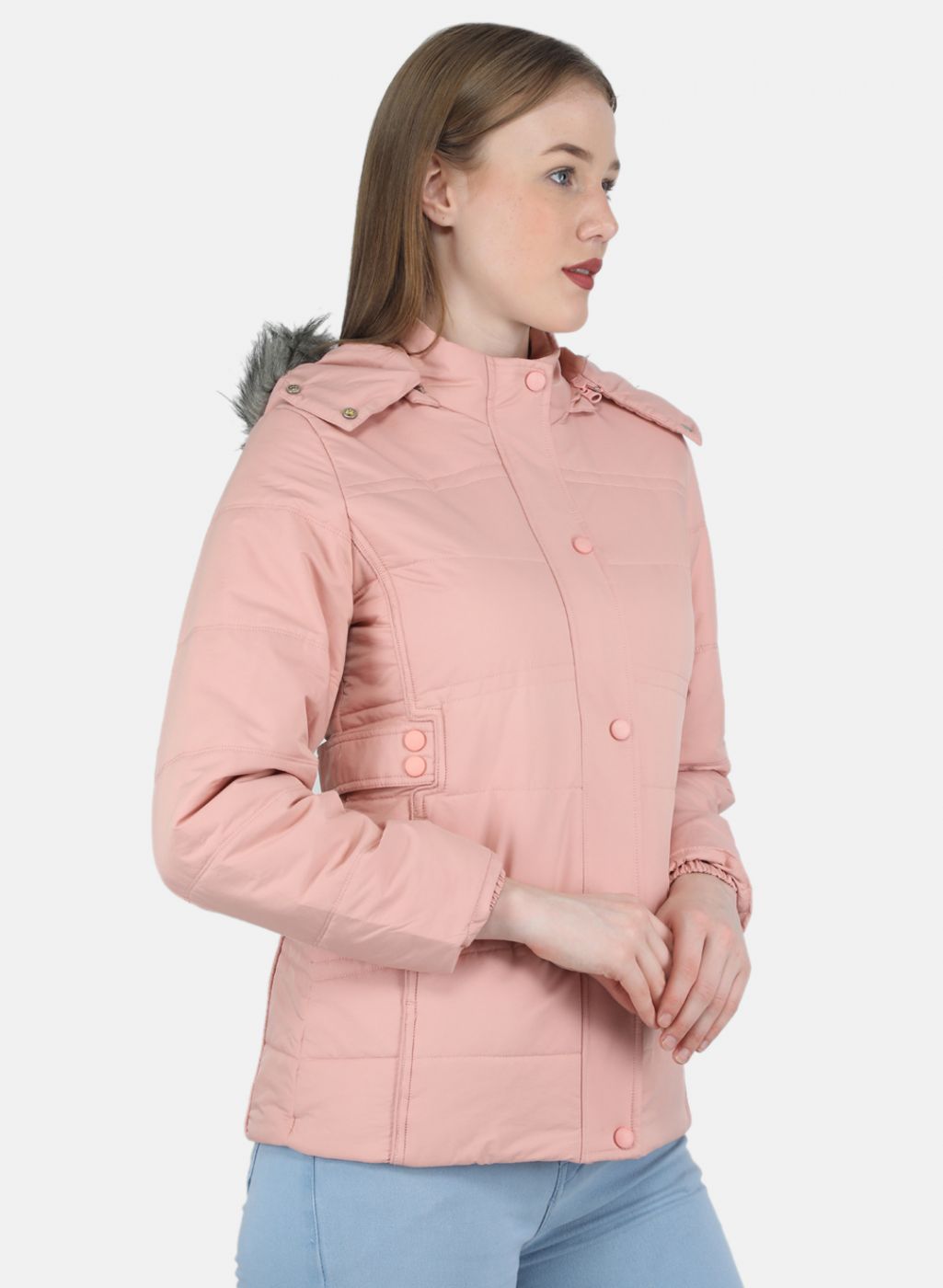 Women Peach Solid Jacket