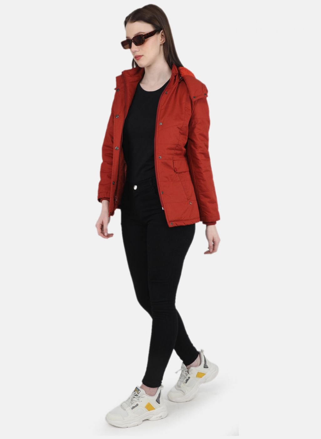 Women Orange Solid Jacket