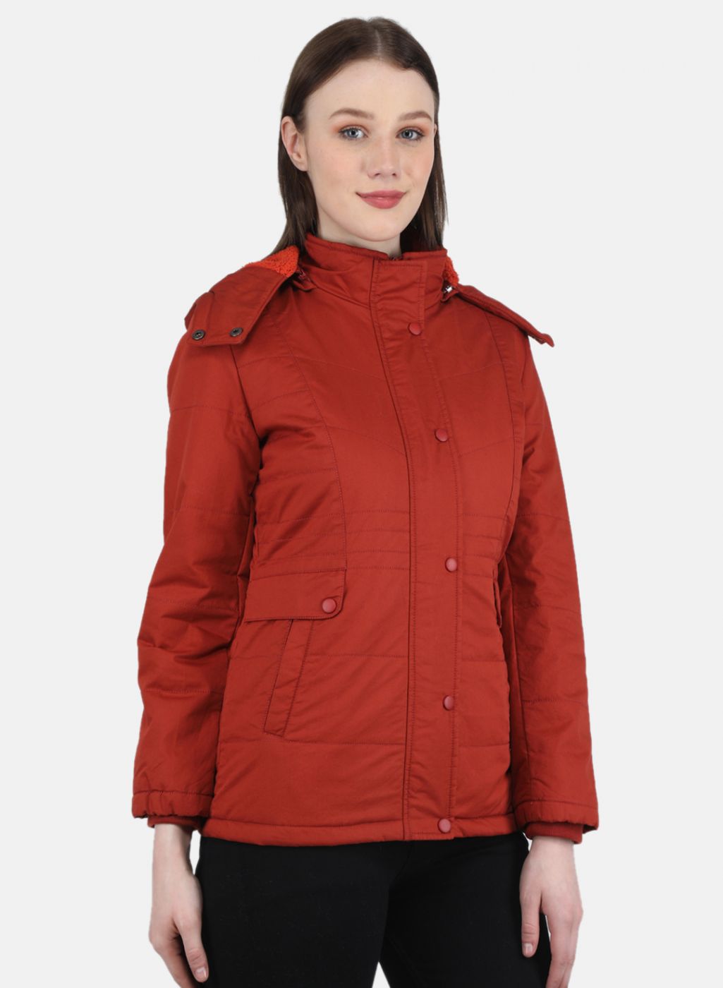 Women Orange Solid Jacket