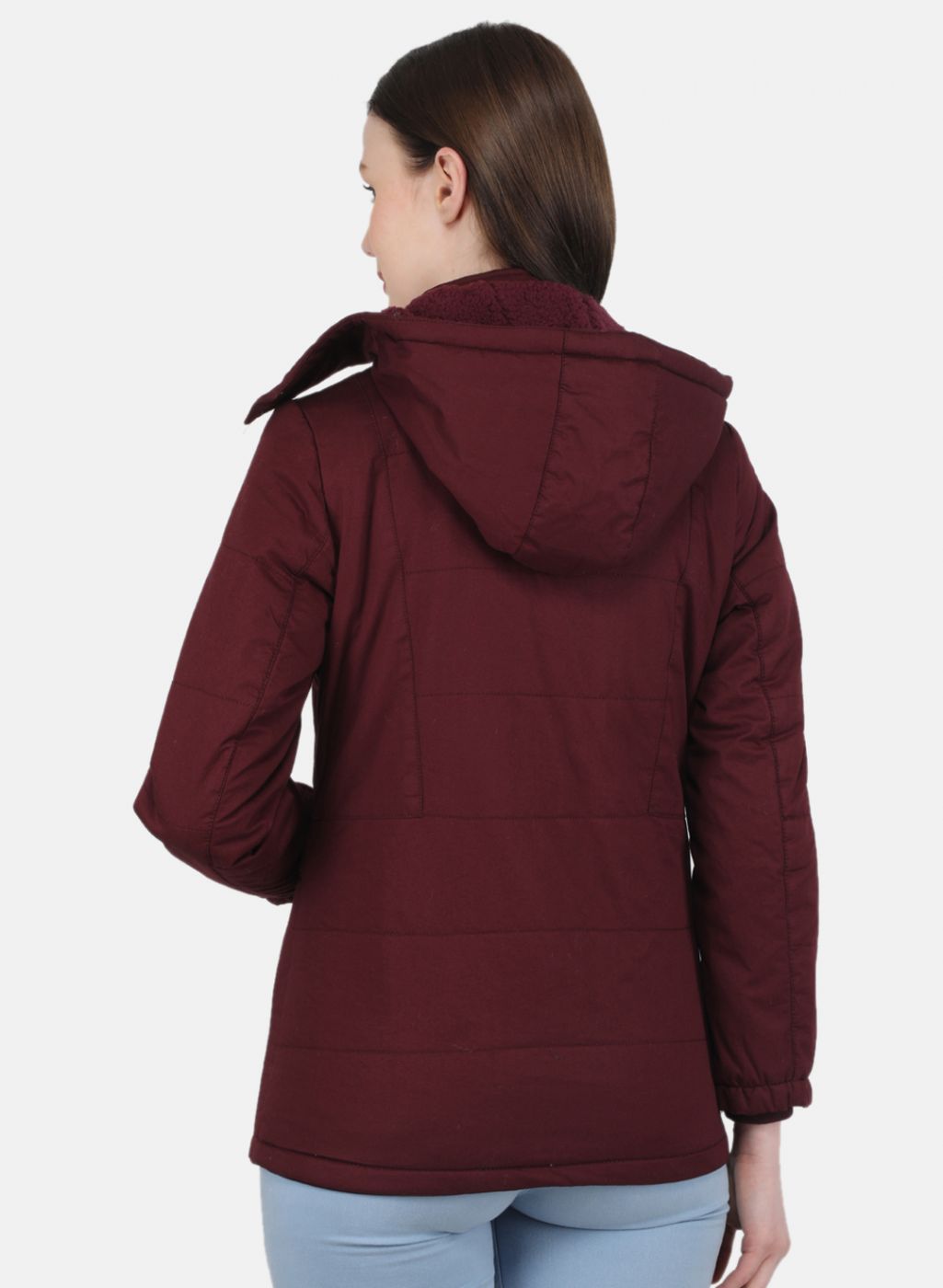 Women Maroon Solid Jacket