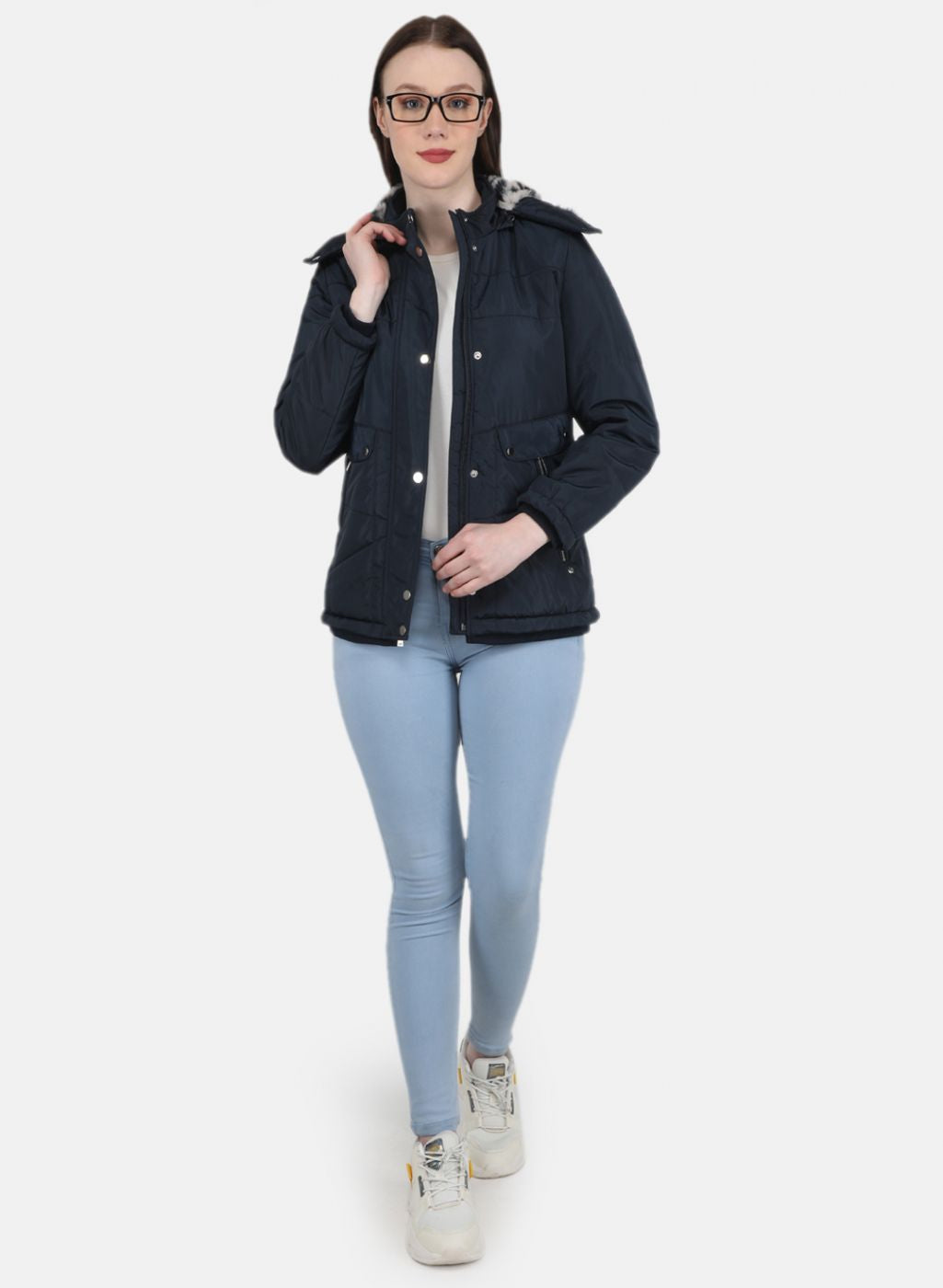 Women NAvy Blue Solid Jacket