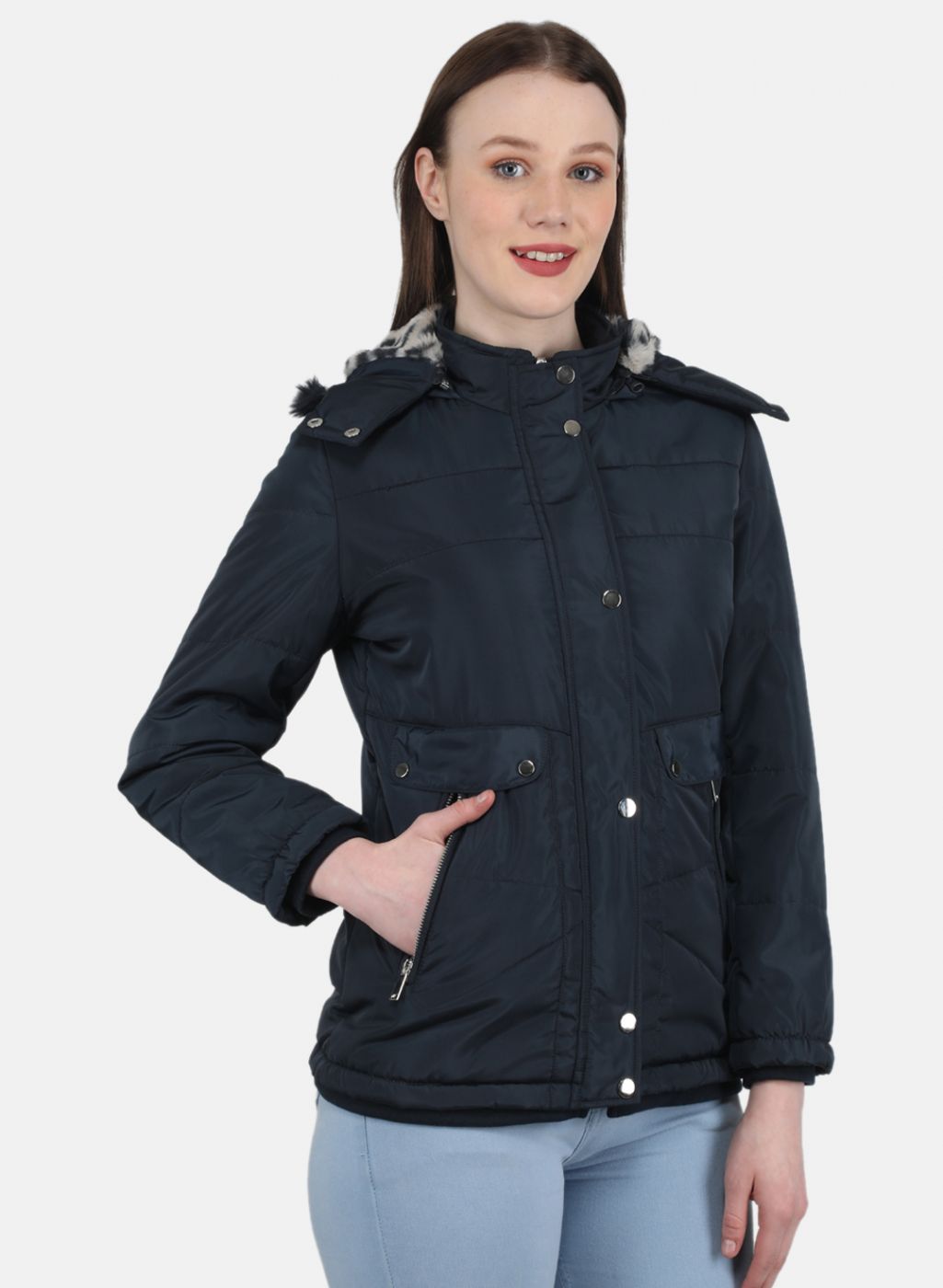 Women NAvy Blue Solid Jacket