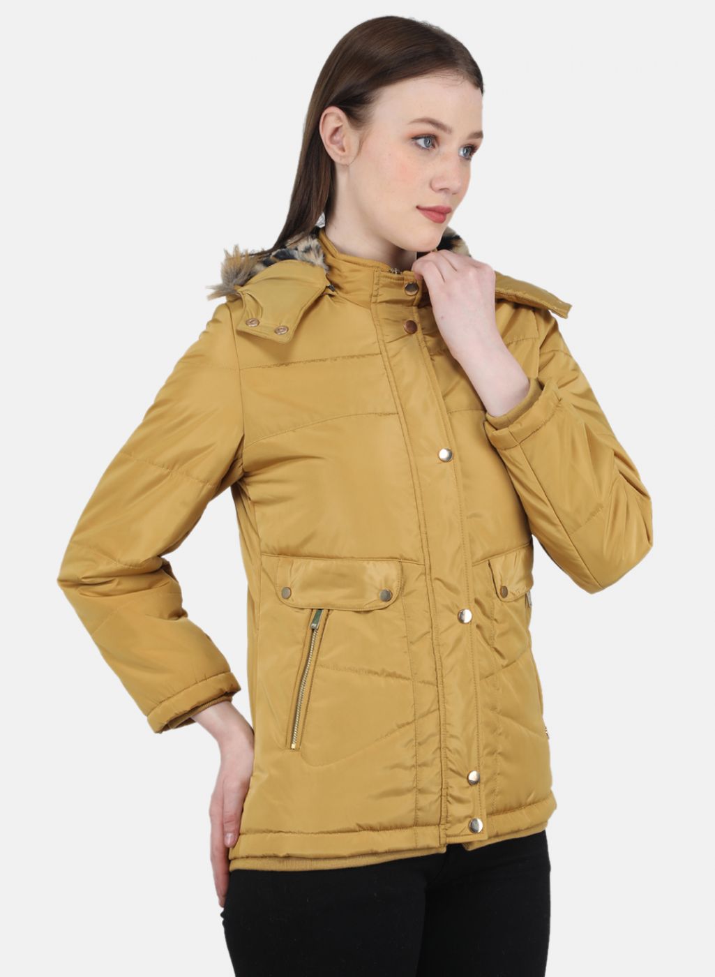 Women Mustard Solid Jacket