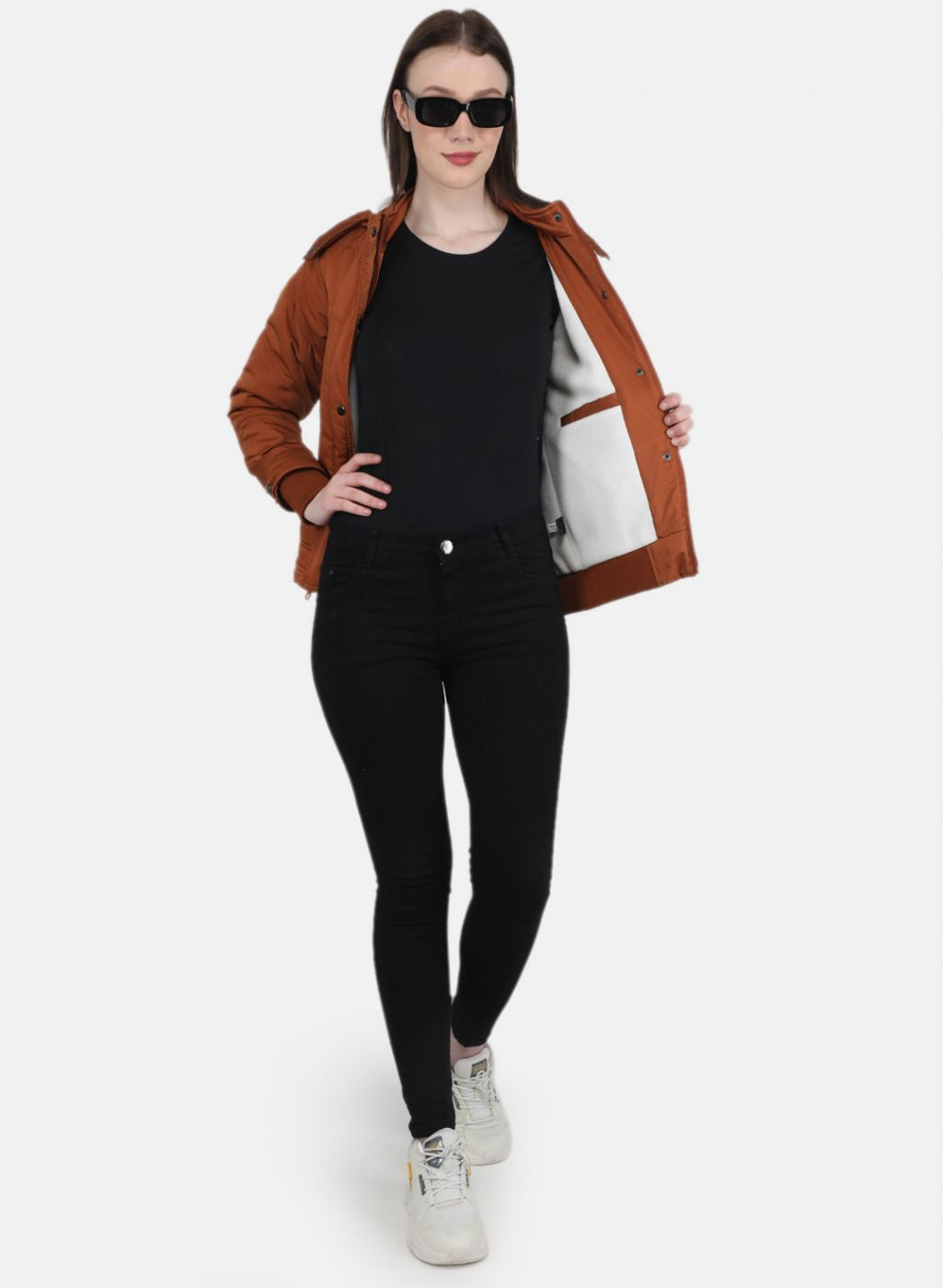 Women Rust Orange Solid Jacket