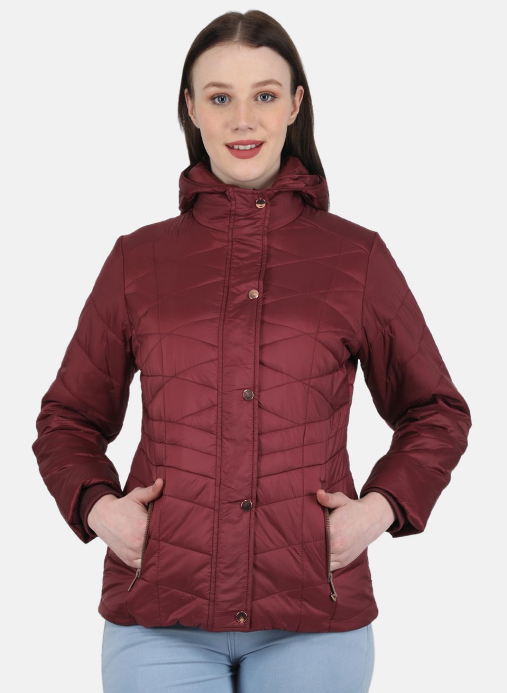 Women Maroon Check Jacket