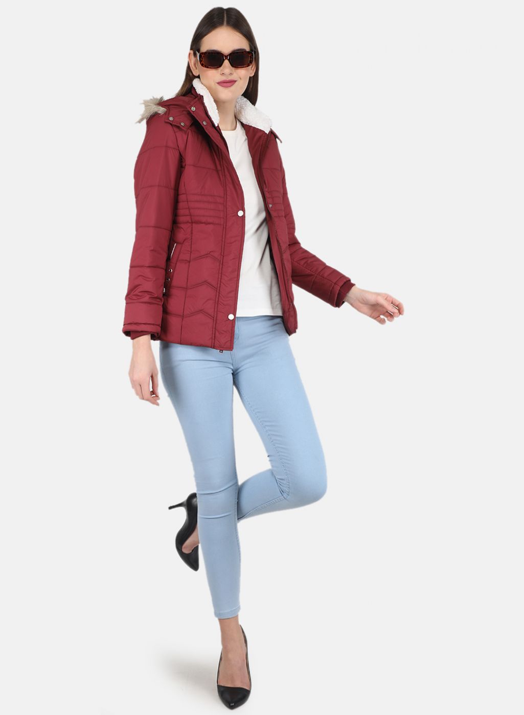 Women Maroon Parka Jacket