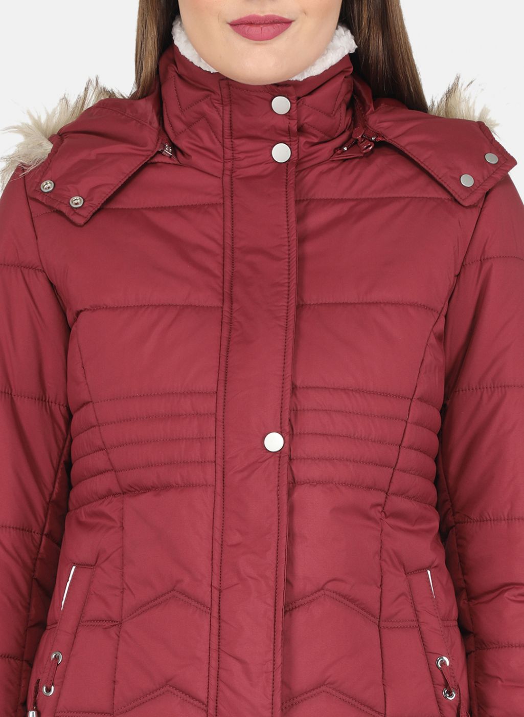 Women Maroon Parka Jacket