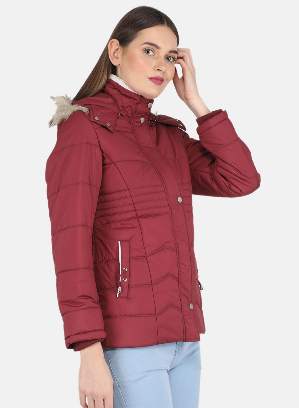 Women Maroon Parka Jacket