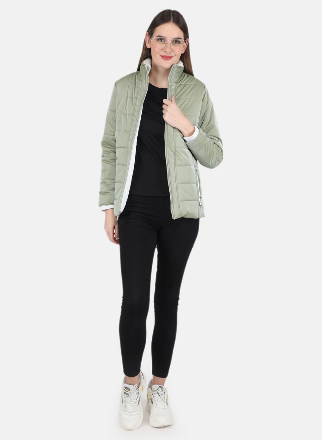 Women Green Printed Jacket