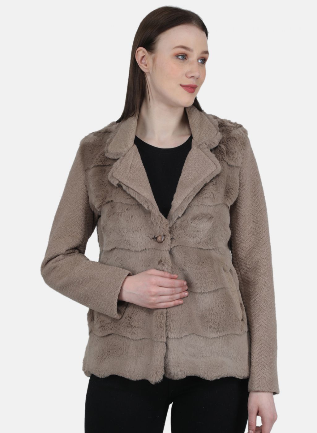 Women Brown Solid Coat