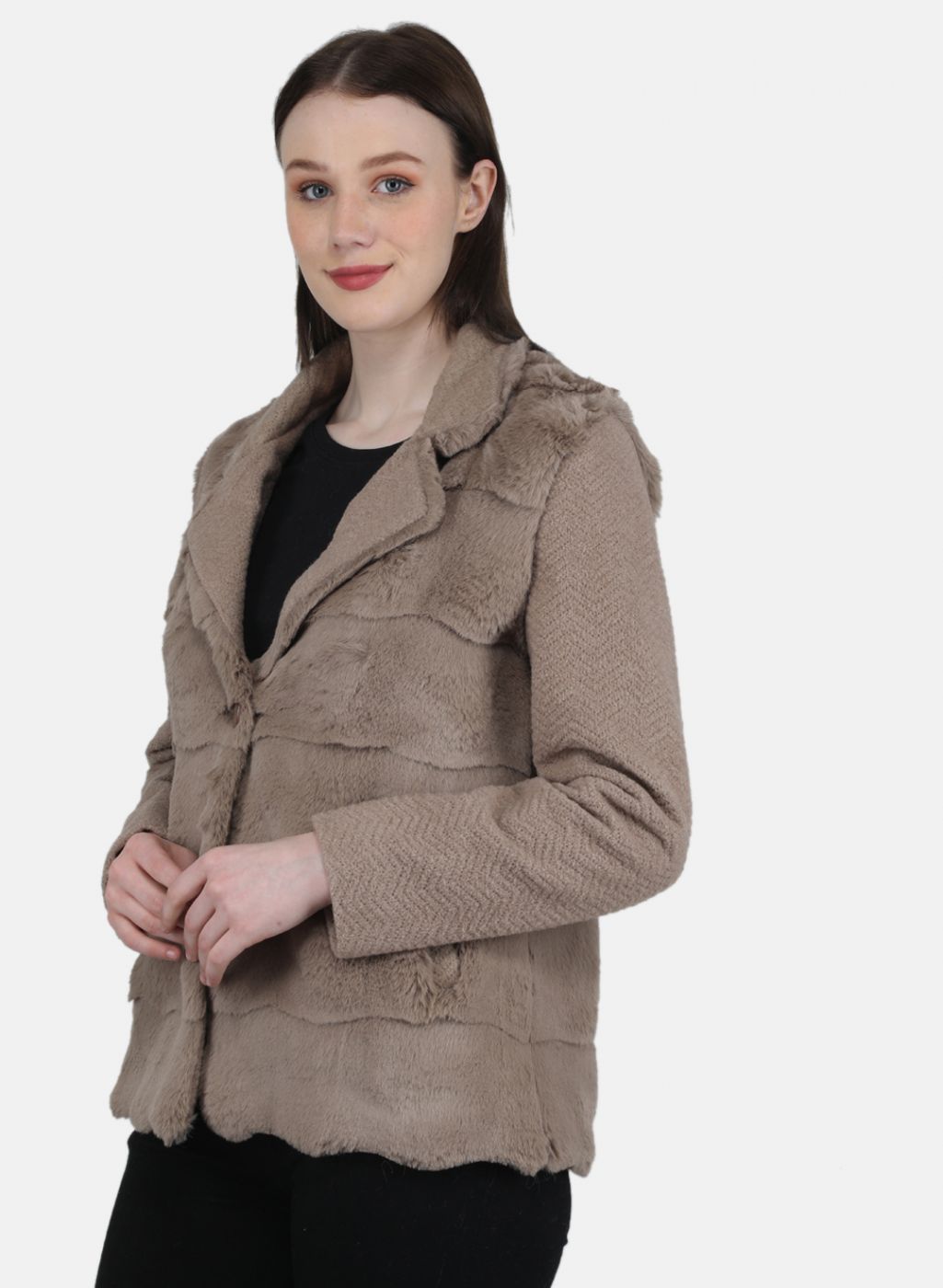 Women Brown Solid Coat