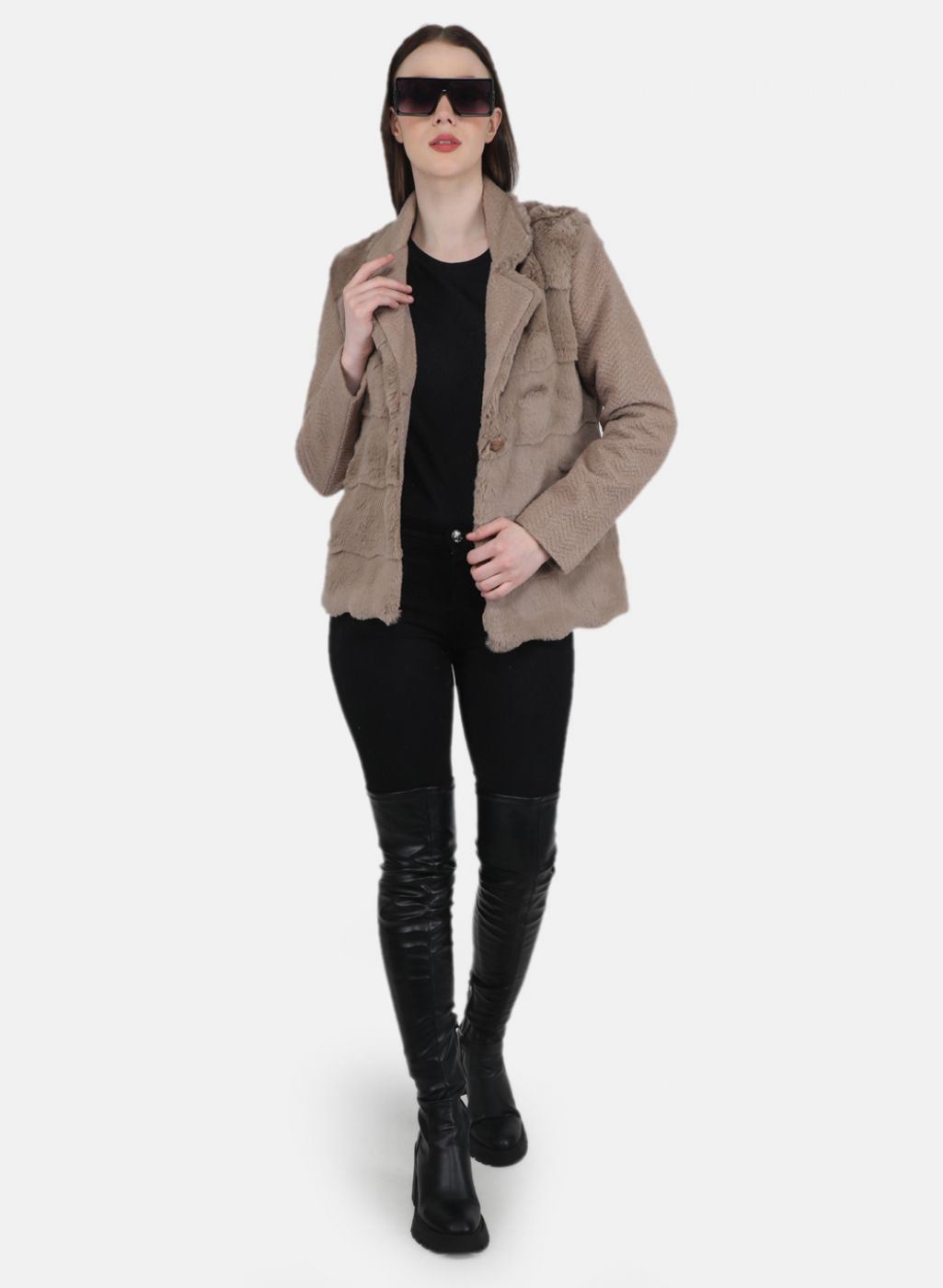 Women Brown Solid Coat