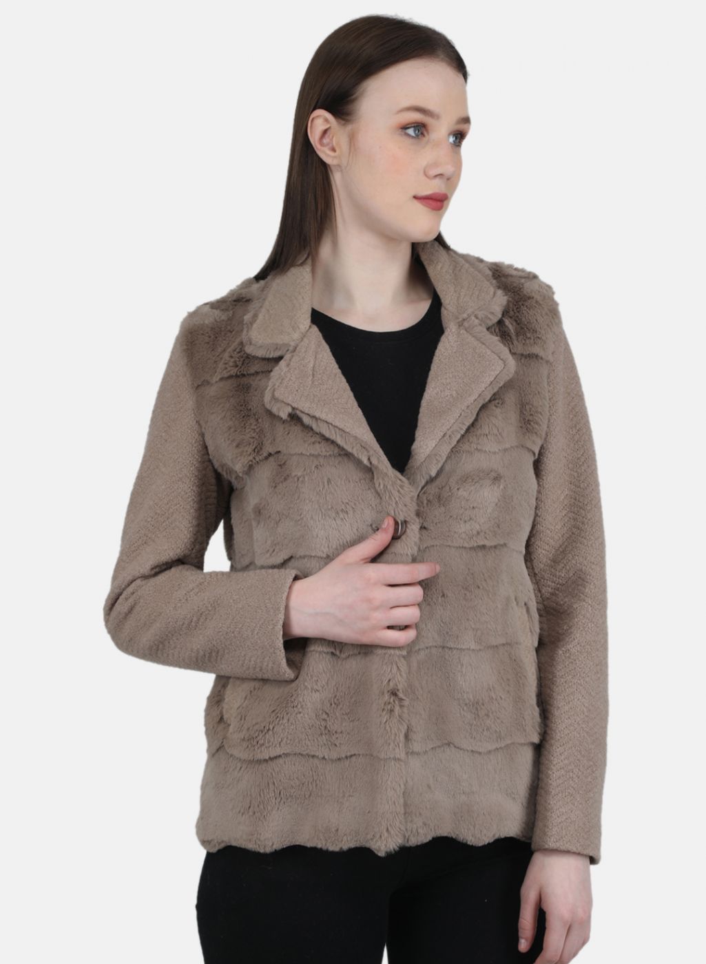 Women Brown Solid Coat