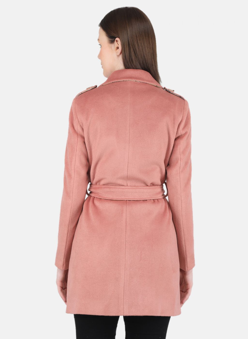 Women Peach Solid Coat