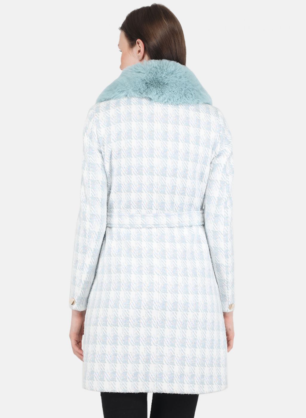 Women Blue Check Coat