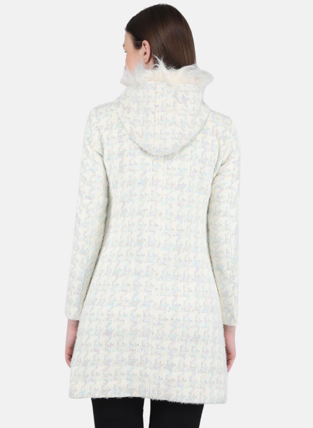 Women Off White Jaquard Coat