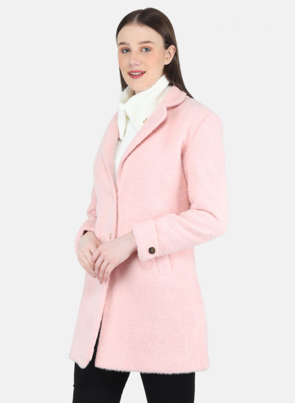 Women Pink Solid Coat