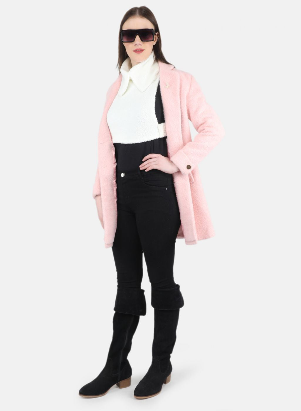 Women Pink Solid Coat