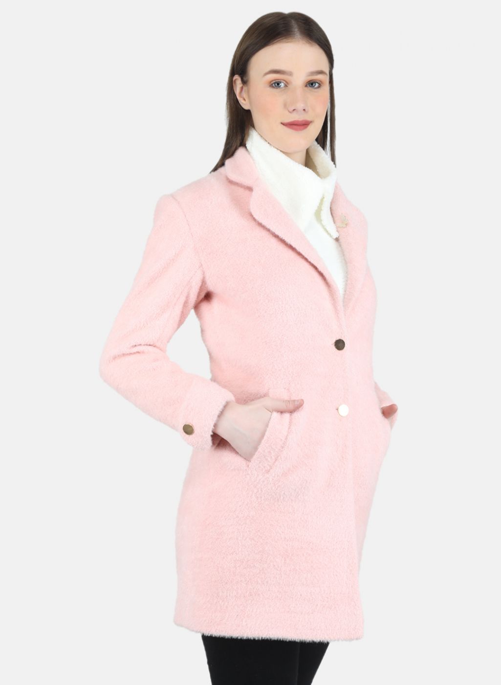 Women Pink Solid Coat