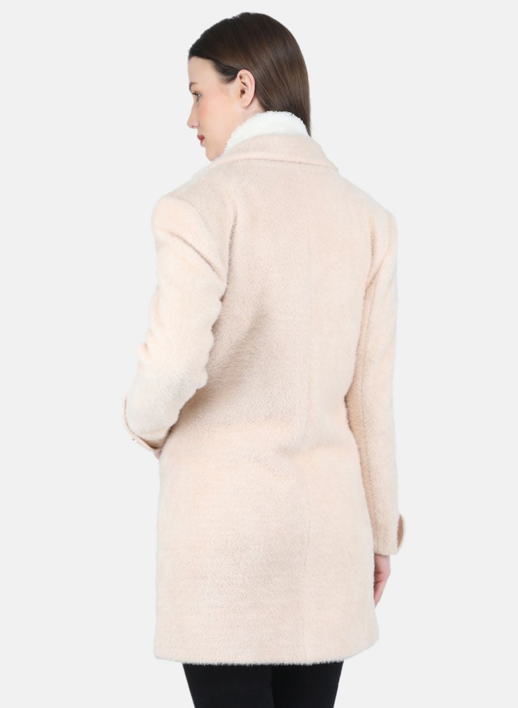 Women Beige Solid Coat